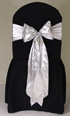 2 BLACK CHAIR COVER & SILVER BOW